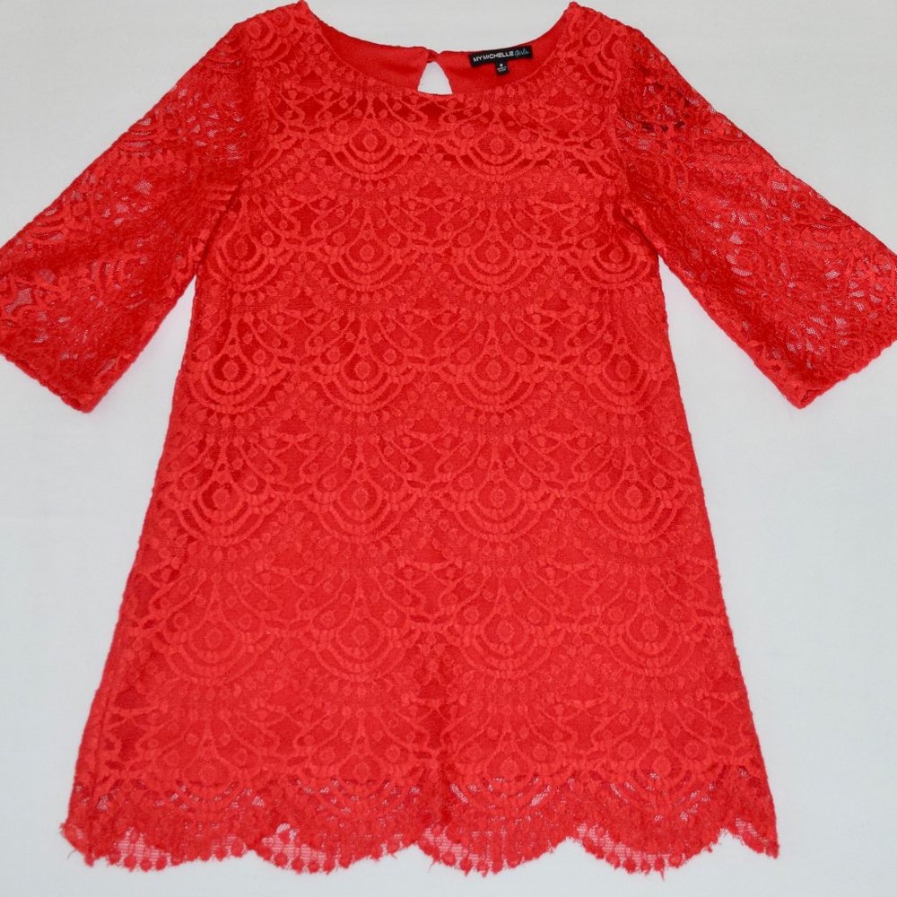 My Michelle Red Lace Holiday Christmas Dress - Size 8